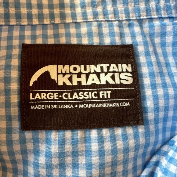 Mountain Khakis Shirt Mens Large Aqua White Checkered Cain Short Sleeve Button‎ - Picture 2 of 12